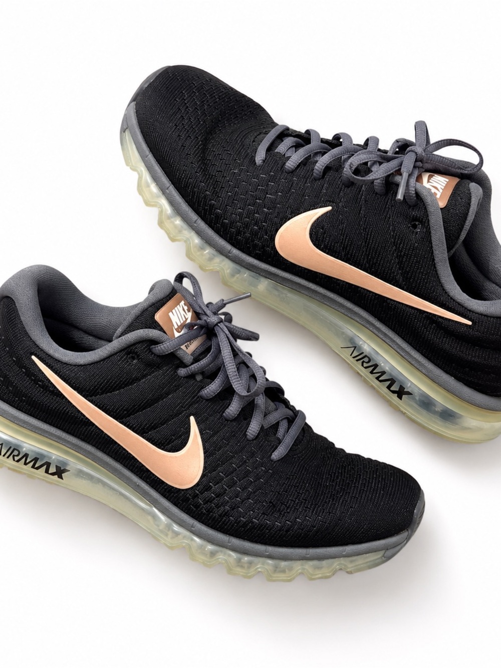 Nike Air Max 2017 Black Rose Gold Running Shoes Size 9